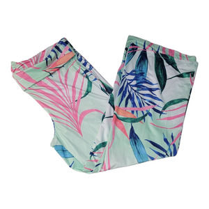 Reel Legends Women's Floral Tropical Print Casual Pants Pink Blue Green Size 1X